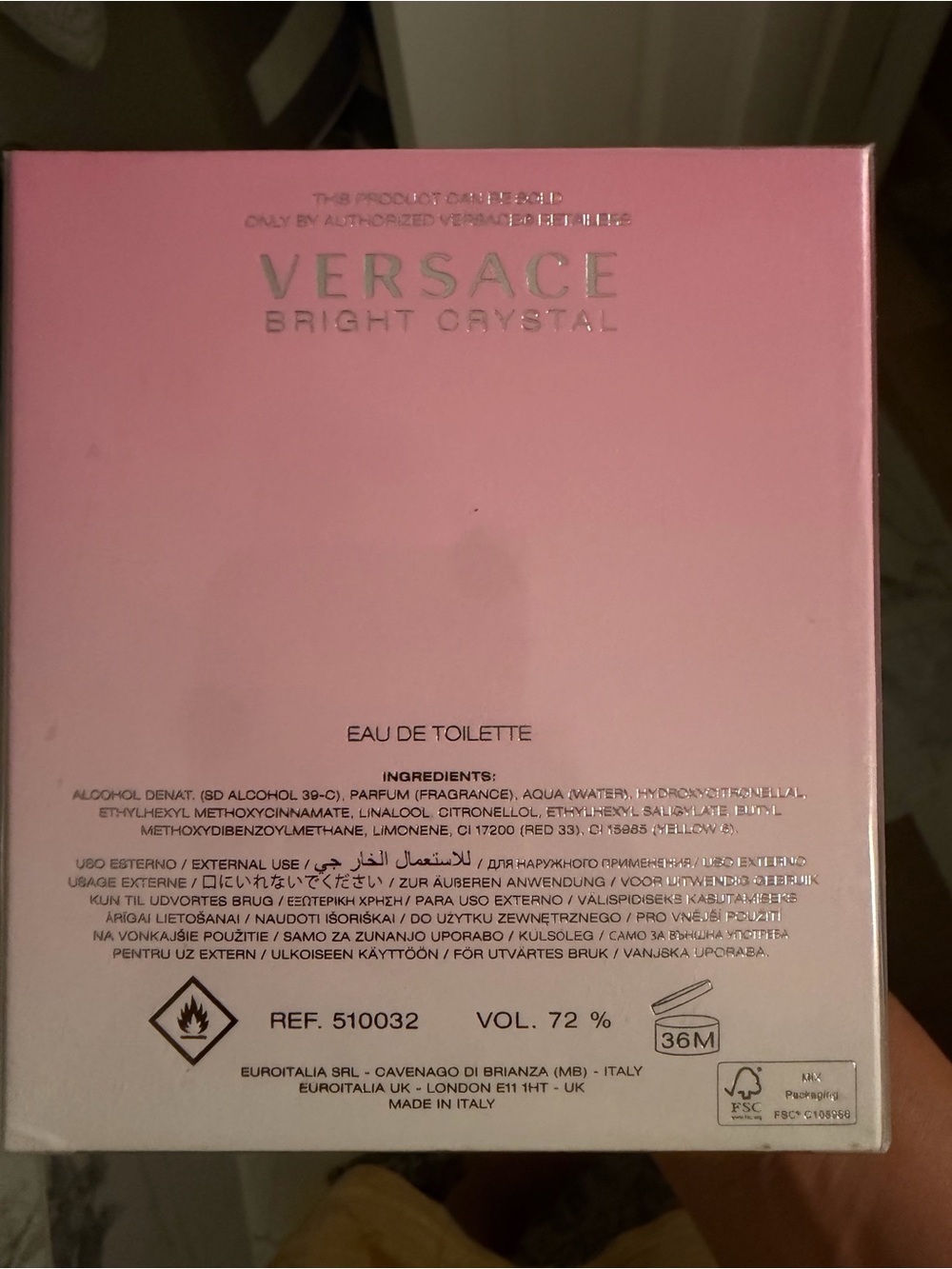Versace Pink Metallic Bright Crystal Box